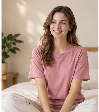 Essential Oversized T-Shirt, worn seated