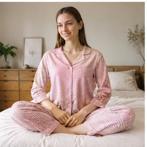 Women's Pink Check Pajama Set