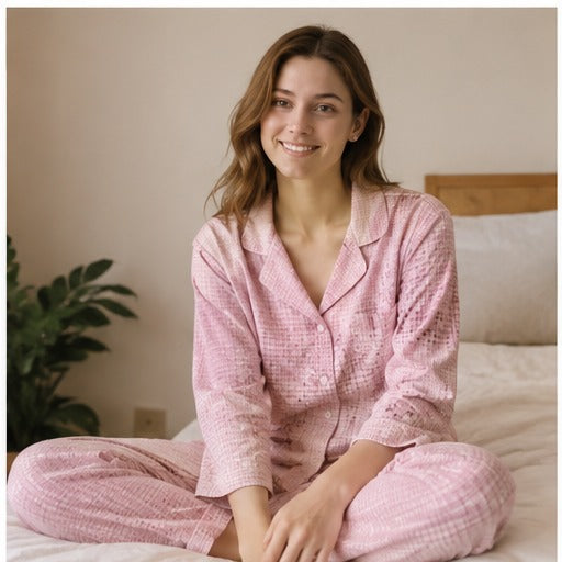 Women's Pink Check Pajama Set
