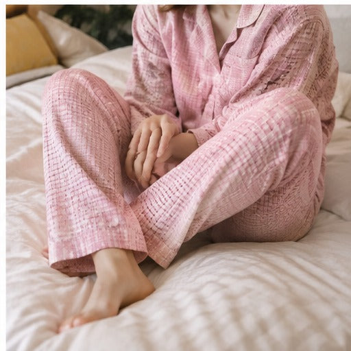 Women's Pink Check Pajama Set